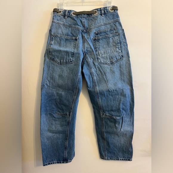 Free People We The Free Moxie Pull-On Barrel Jeans in Truest Blue Sz 26 - Picture 4 of 6